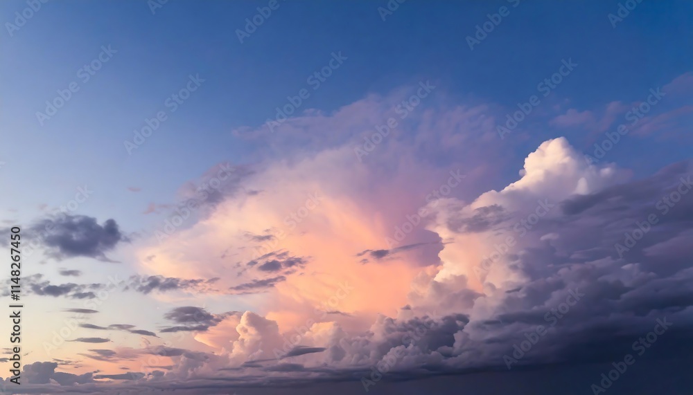 Fluffy clouds in the sunset sky Fluffy clouds in the sunset sky