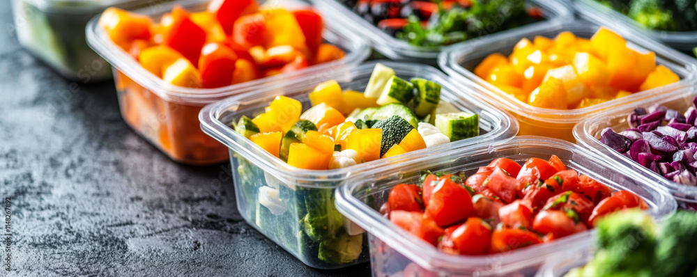 Fresh Vegetables Prepared in Containers for Meal Prep Fresh Vegetables Prepared in Containers for Meal Prep