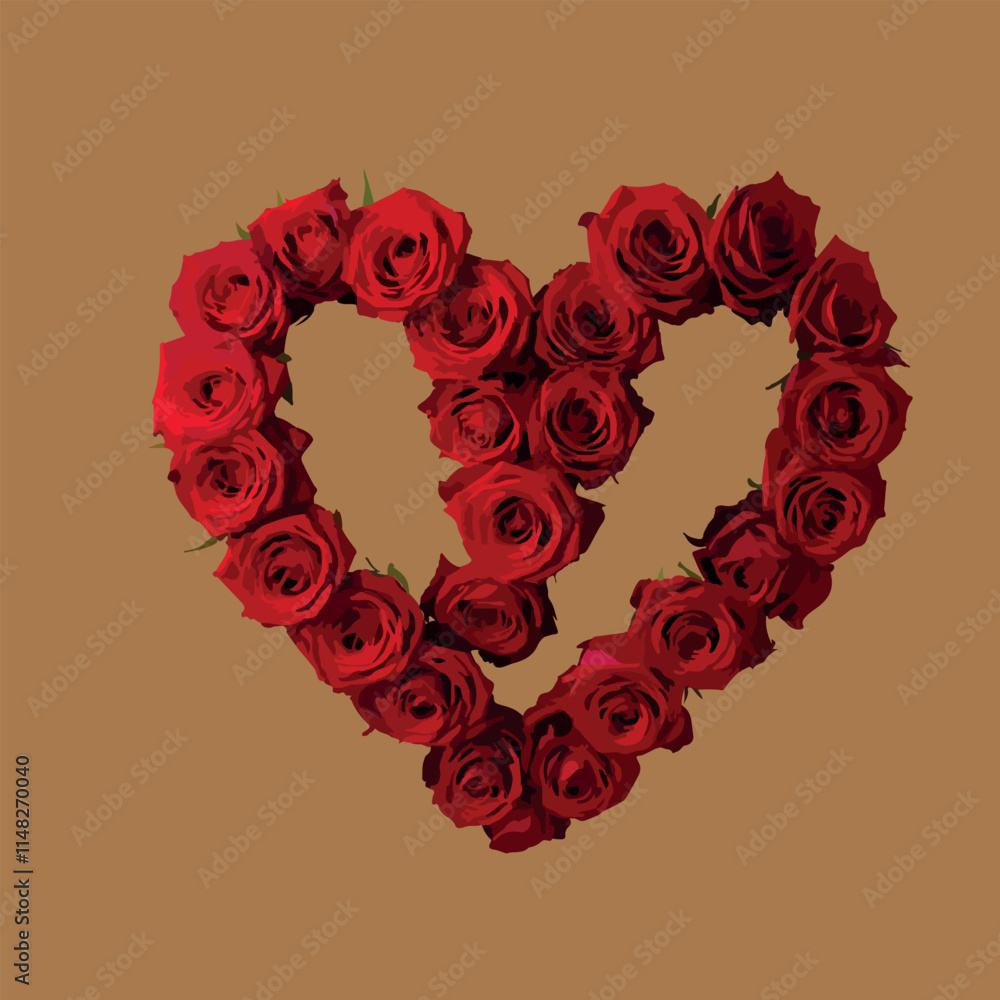 Heart made of red roses love wreath. Heart made of red roses love wreath.