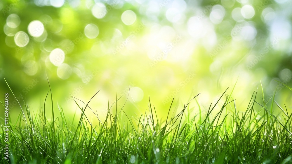 Vibrant green grass illuminated by soft sunlight nature scene close-up view serene environment tranquility concept Vibrant green grass illuminated by soft sunlight nature scene close-up view serene environment tranquility concept