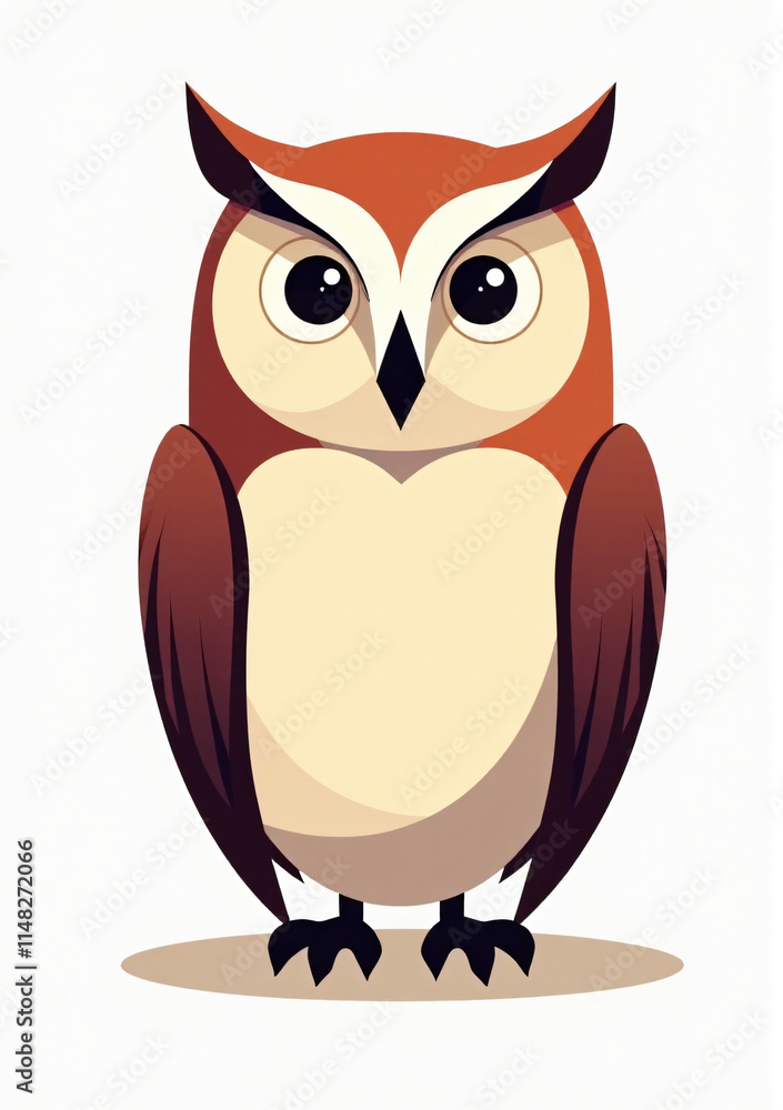 Wise Owl with Sharp Eyes, Wildlife Illustration on White Background
Wise Owl with Sharp Eyes, Wildlife Illustration on White Background