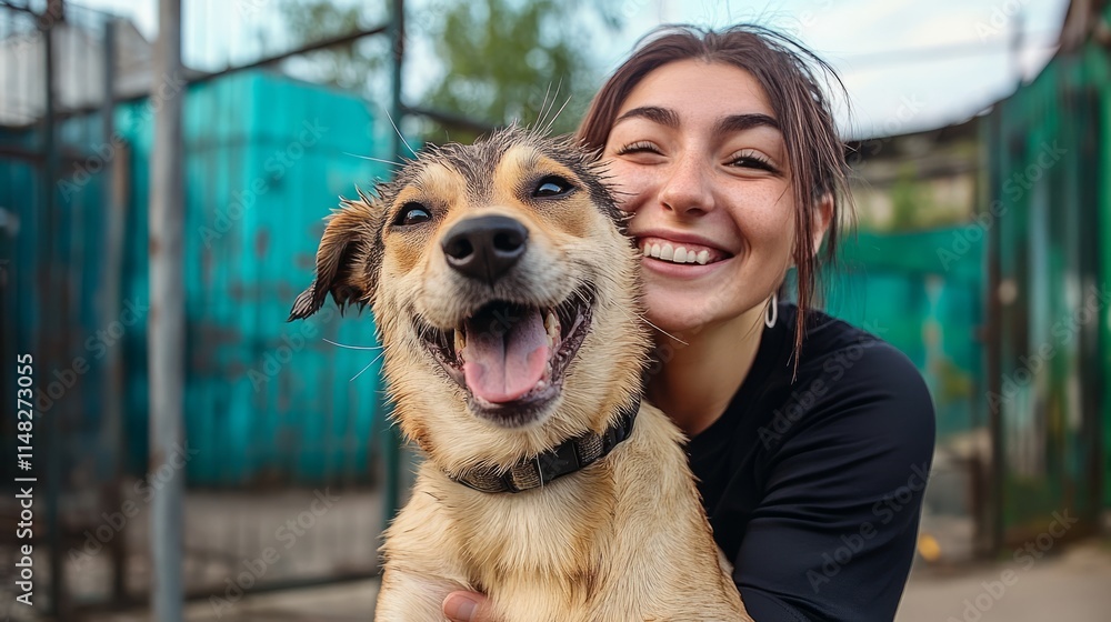 Shelter dogs. Volunteers at the animal shelter take care of dogs
Shelter dogs. Volunteers at the animal shelter take care of dogs