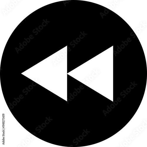 Rewind button icon. Rewind play fast backward button icon. Fast reverse button sign isolated on transparent background. Multimedia symbol modern for website design, mobile app. Vector Illustration