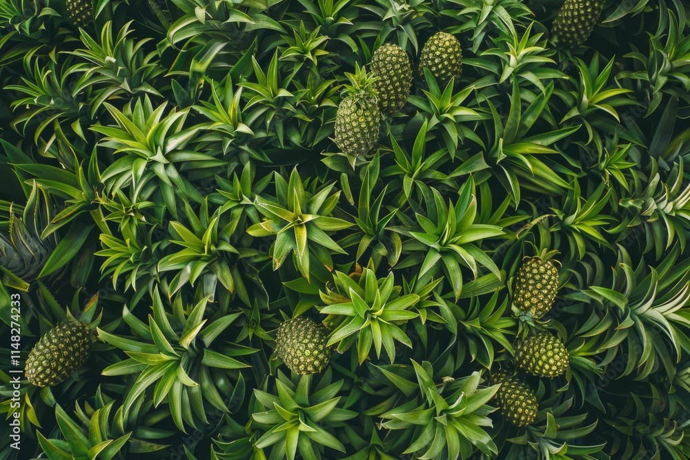 Lush Green Pineapple Plants Growing Abundantly Lush Green Pineapple Plants Growing Abundantly