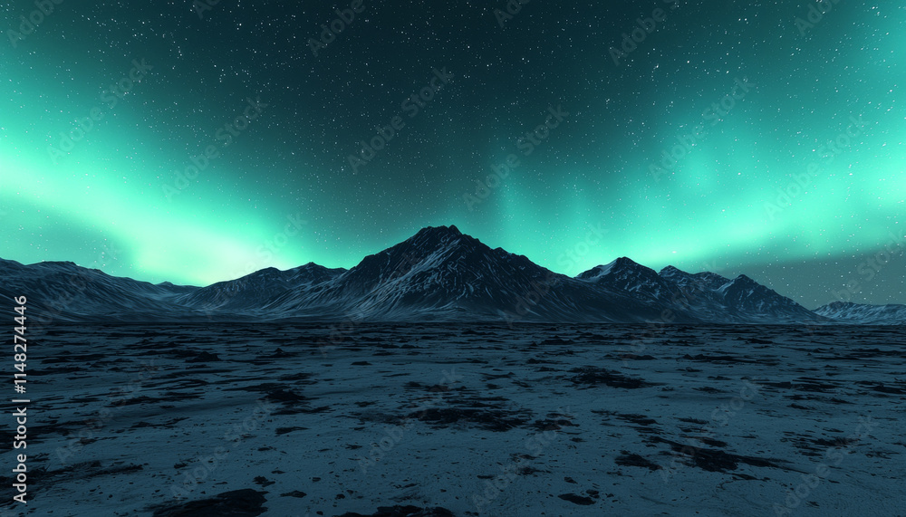 Majestic mountains under vibrant aurora borealis in starry night sky Majestic mountains under vibrant aurora borealis in starry night sky