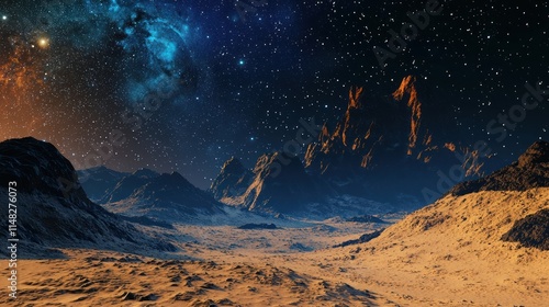 Wallpaper Mural Alien Planet Nightscape: Majestic Mountains Under a Starry Sky Torontodigital.ca
