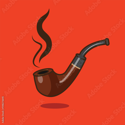 Smoking Pipe Cigarette Detective Sherlock vintage style design cartoon