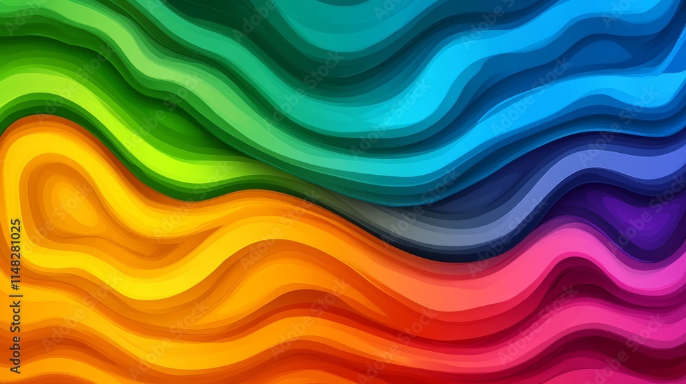 Fototapeta premium Vibrant Rainbow Wave Abstract Background Design