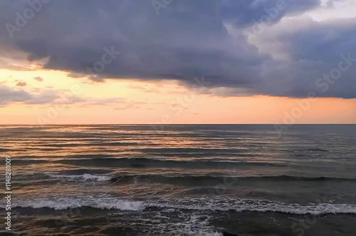 Wavy sea and dark weather