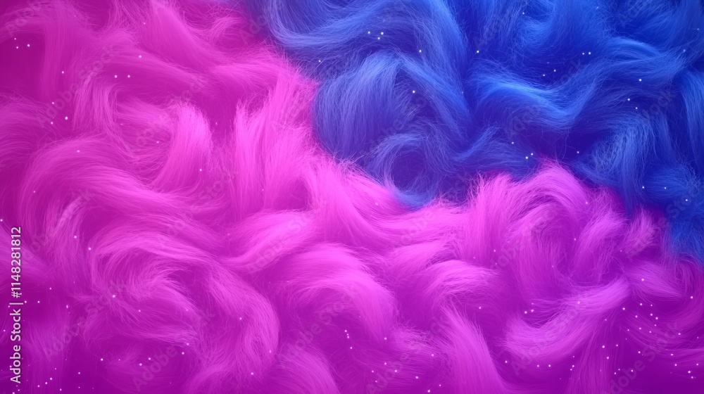 Fototapeta premium Vivid Pink and Blue Fluffy Texture with Glitter