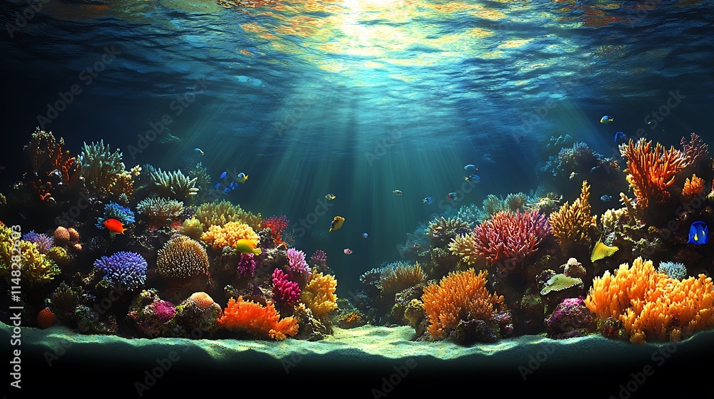 Naklejka premium coral reef and fishes