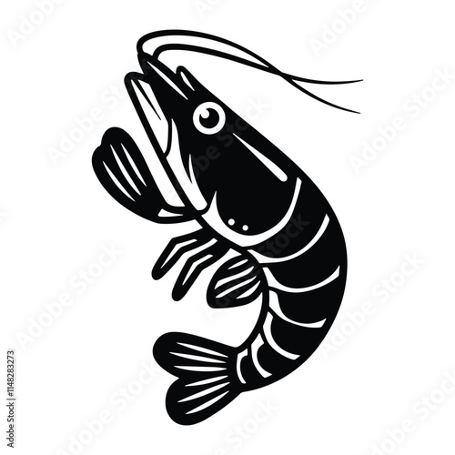 Watercolor vector of a cartoon shrimp, isolated on a white background, shrimp animation