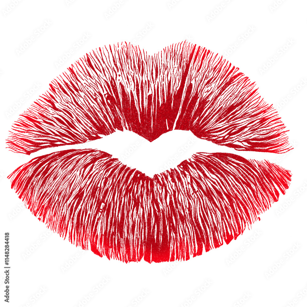 Fototapeta premium Red Lips Print – Expressive Textured Illustration