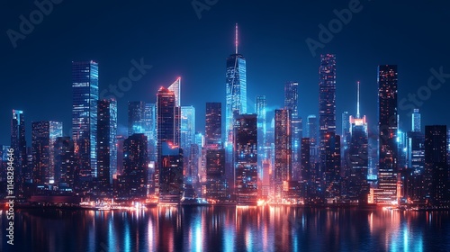 Wallpaper Mural Neon Cityscape Night Skyline Illuminated Towers Torontodigital.ca