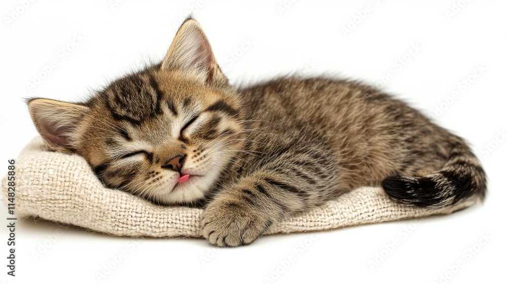 Obraz premium Cute grey cat winking above a banner, set against a bright white background, creating a playful and inviting mood for any text or message