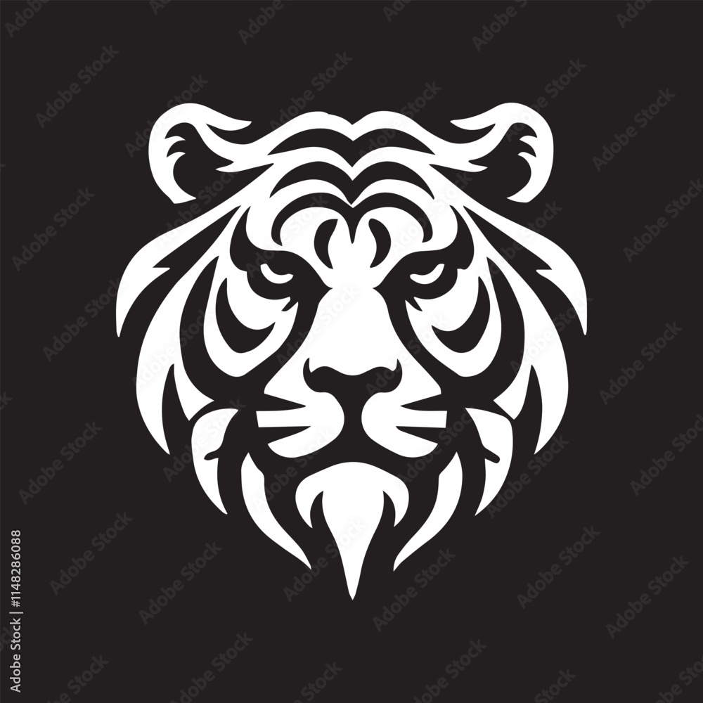 Tiger Head Silhouette Vector Icon Design Tiger Head Silhouette Vector Icon Design
