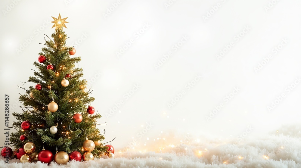 Decorated christmas tree with ornaments and lights, transparent background for festive holiday designs Decorated christmas tree with ornaments and lights, transparent background for festive holiday designs