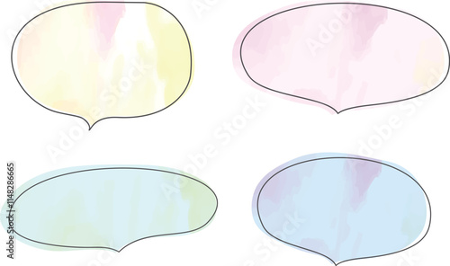 colorful pastel watercolor speech bubbles set vector