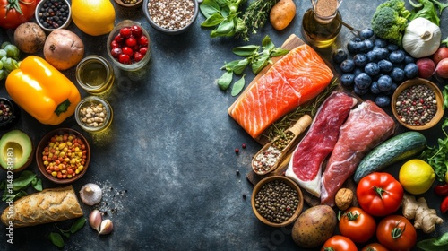 Fototapeta Naklejka Na Ścianę i Meble -  Assorted fresh vegetables arranged neatly