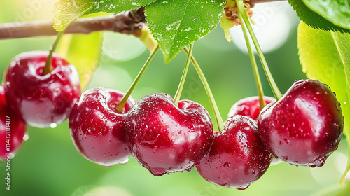 Red Cherries with Water Drops photo