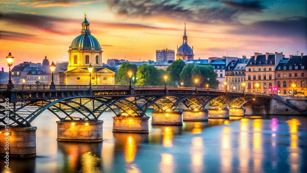 Fototapeta premium Paris Pont des Arts Love Locks Bridge High Depth of Field Photography