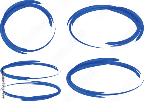 dark blue cobalt color decorative circles set vector