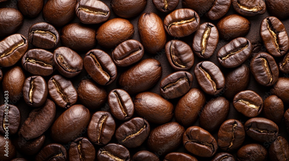 Naklejka premium Heap of coffee beans in a dark setting