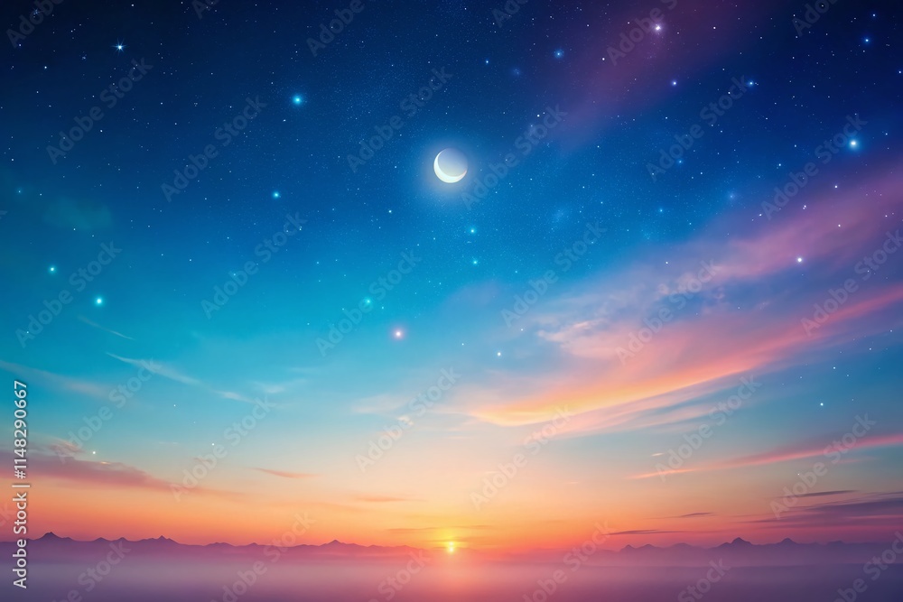 Fototapeta premium Pastel Night Sky Gradient - Minimalist Night Photography Background