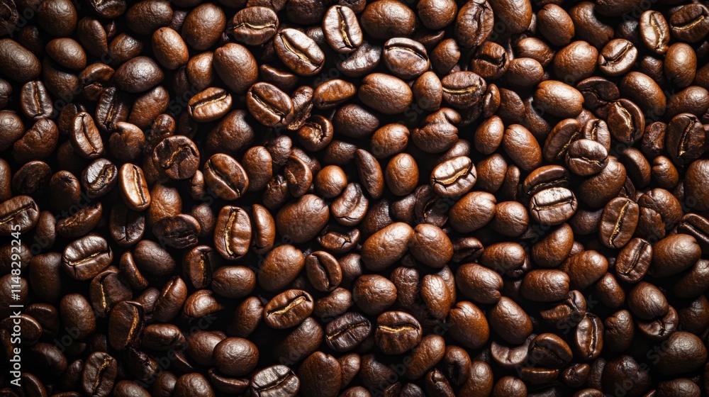 Fototapeta premium Roasted coffee beans in a rich composition