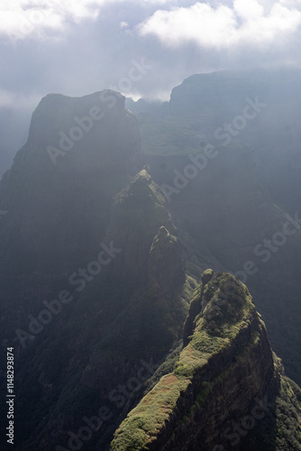 Alang fort & Madan fort seen from Kulang fort, Ghoti, Maharashtra