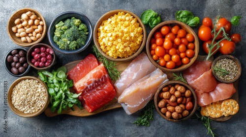 Wallpaper Mural Flat lay of vibrant fruits and vegetables Torontodigital.ca