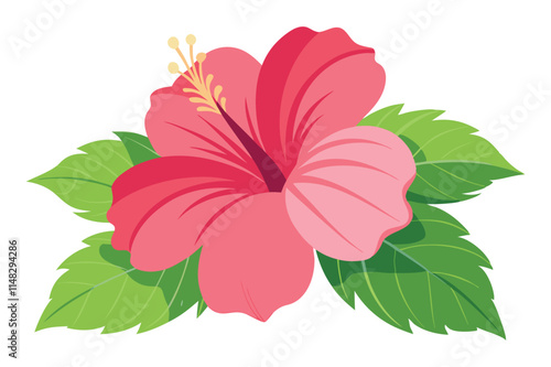 3d hibiscus flower vector illustration on white background
