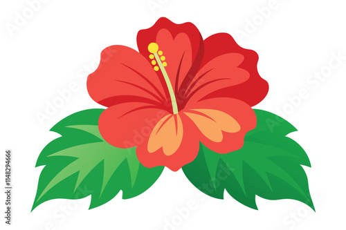 3d hibiscus flower vector illustration on white background