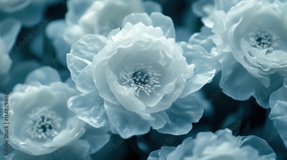 Close-up of delicate, light blue flowers. Close-up of delicate, light blue flowers.