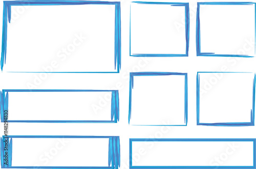 blue decorative watercolor frames set vector