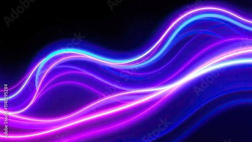 Neon Waves of Light.  Vibrant Abstract. Ideal Desktop Background or Wallpaper