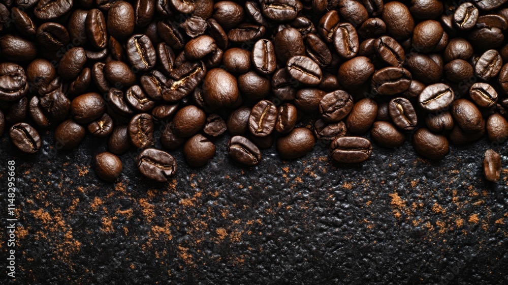Assorted roasted coffee beans arranged neatly Assorted roasted coffee beans arranged neatly