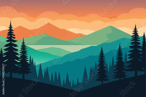 landscape in the mountains vector illustration