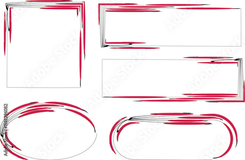 artwork red colorful pattern decorative frames set vector