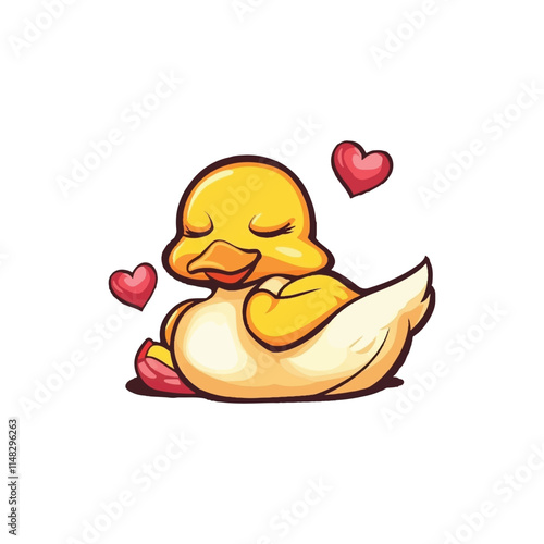 cute duck lazing love sleep relax