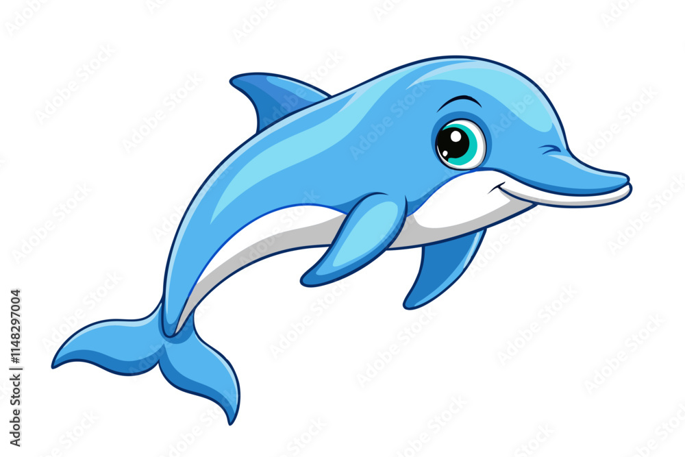 Obraz premium Cute dolphin illustration in white background