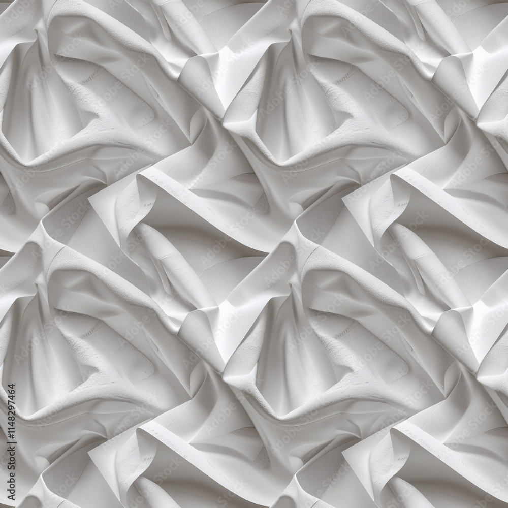 Crumpled white paper seamless pattern in soft light for backgrounds, textures, or designs Crumpled white paper seamless pattern in soft light for backgrounds, textures, or designs
