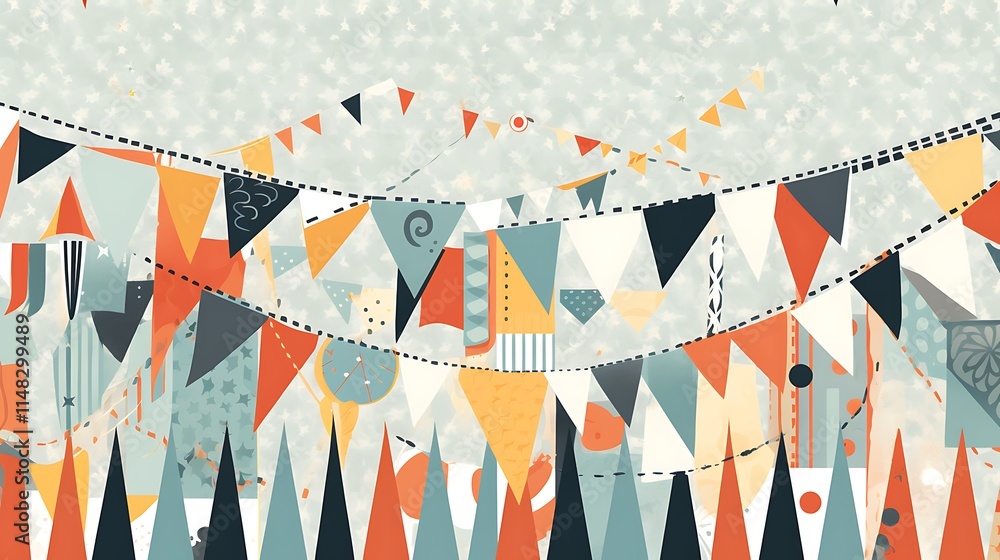 Naklejka premium Abstract Festive Bunting Party Decoration Design