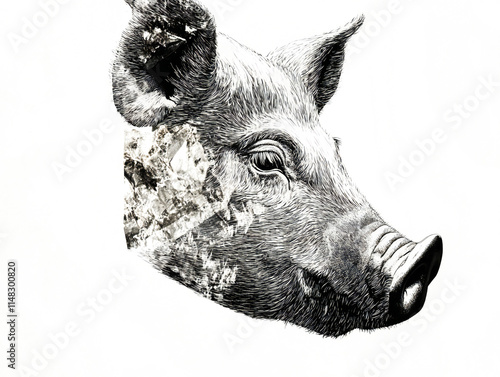 Wallpaper Mural black pig head Torontodigital.ca