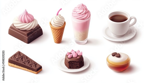 A Delicious Array of Sweet Treats and Drinks: Chocolate, Ice Cream, Coffee, and More