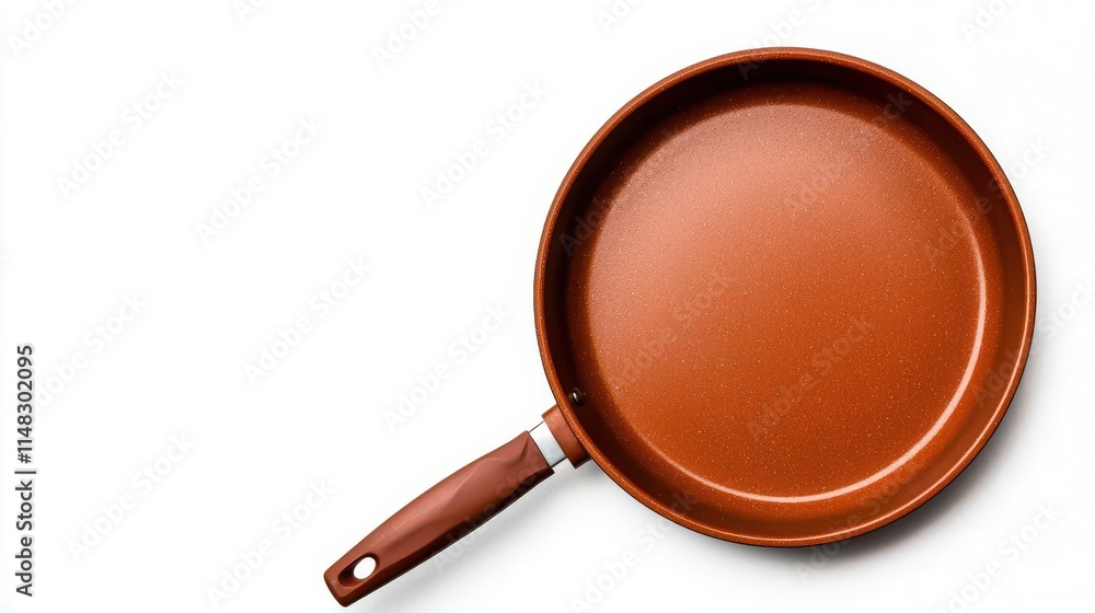 a frying pan, cookware, nonstick surface, topdown view, isolated on white background a frying pan, cookware, nonstick surface, topdown view, isolated on white background