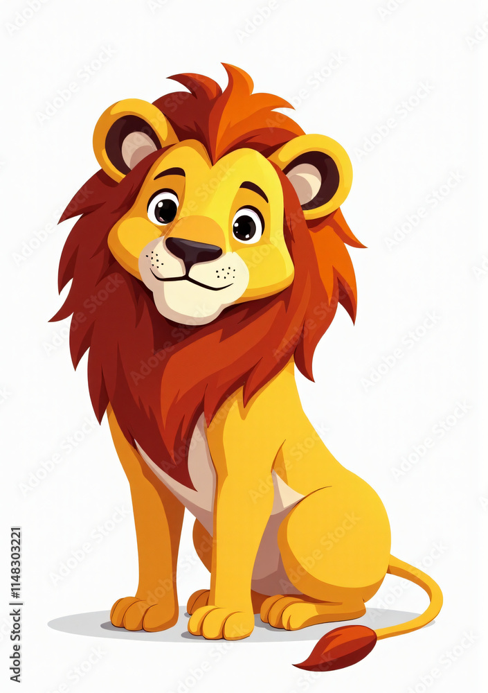 Majestic Lion with Mane on White Background, 2D Vector Jungle Animal Illustration
Majestic Lion with Mane on White Background, 2D Vector Jungle Animal Illustration