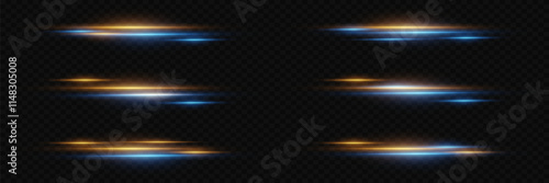 Light neon lines, horizontal laser beams. Vector illustration