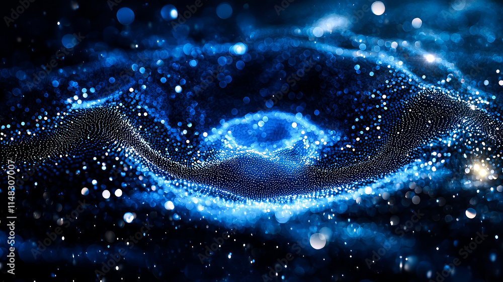 Abstract blue particle wave. Abstract blue particle wave.