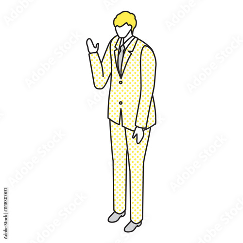 アイソメトリック_スーツ姿で立っている男性のイラスト